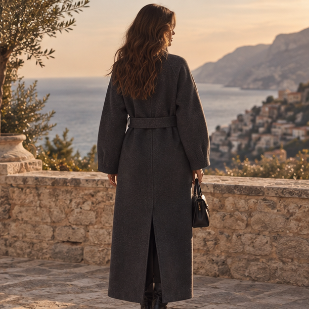 Aveline High-Neck Belted Coat