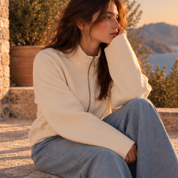 Maëlys Ivory Zip Jacket