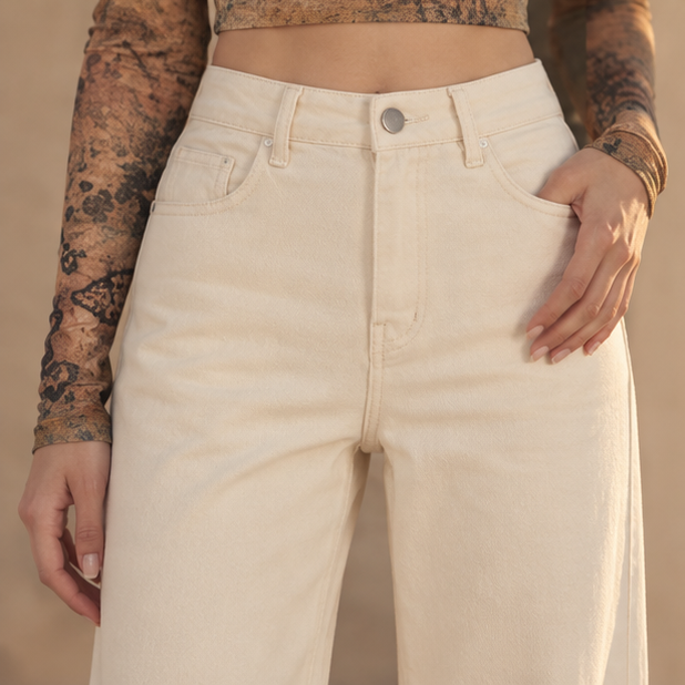 Elaris Ivory Wide-Leg Jeans