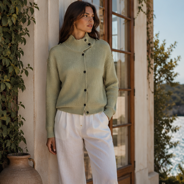 Maëlys Ribbed Button Cardigan