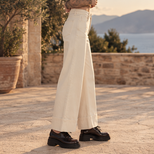 Elaris Ivory Wide-Leg Jeans