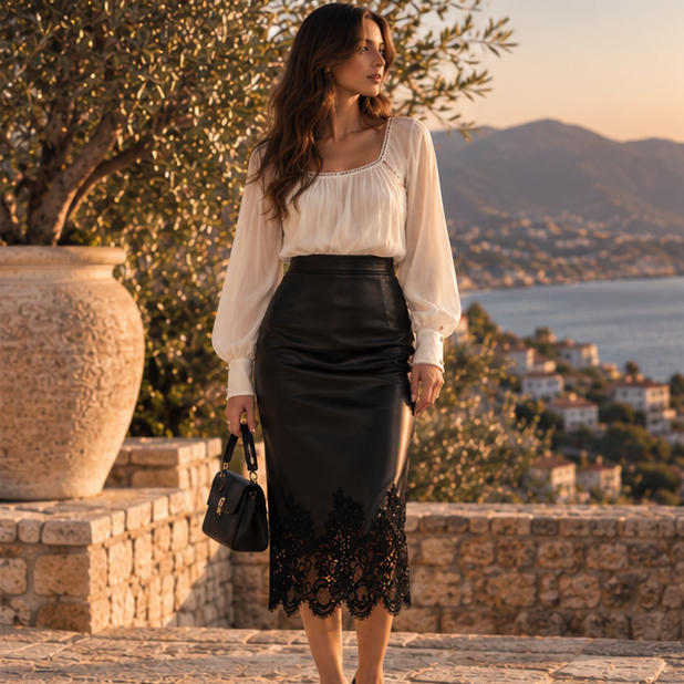 Seraphine Lace Midi Skirt
