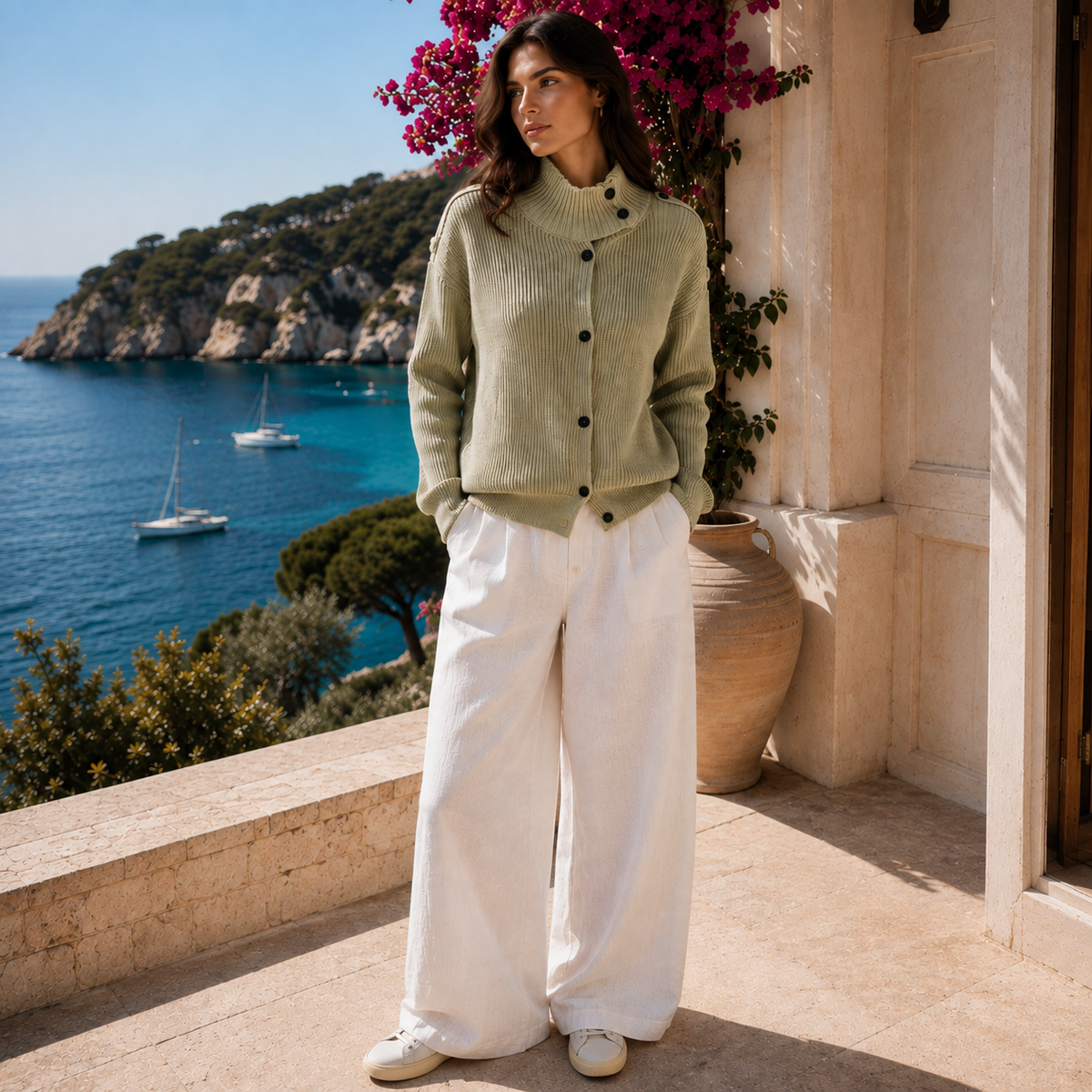 Maëlys Ribbed Button Cardigan