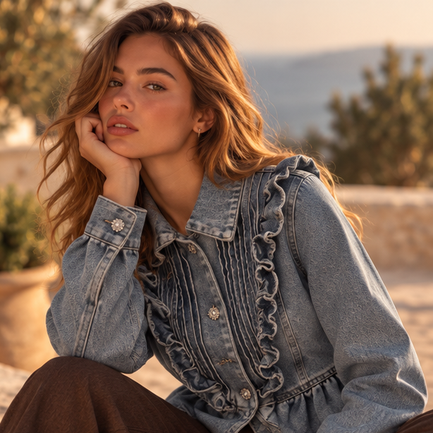 Aveline Ruffle Denim Jacket