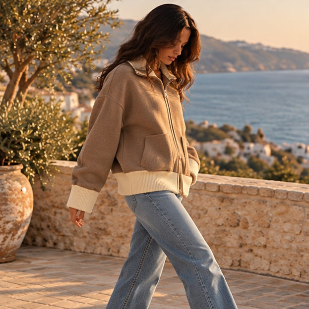 Éloïse Contrast Zip Knit Jacket — view 3