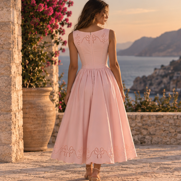 Élodie Broderie Midi Dress