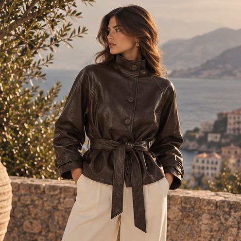 Évora Belted Leather Jacket