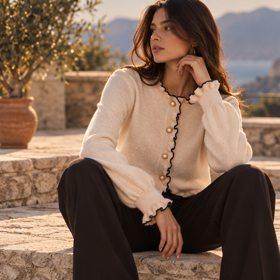 Aveline Pearl-Trim Cardigan