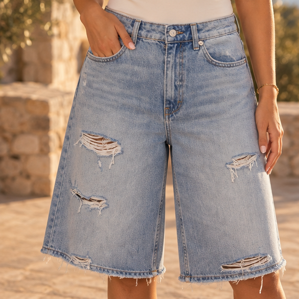 Maëlys Distressed Denim Culottes