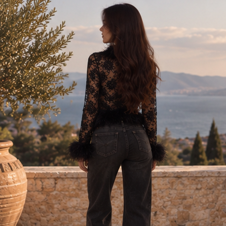 Seraphine Feather Lace Top