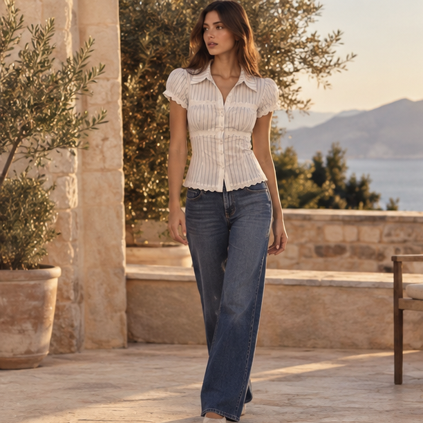 Elviera Lace Trim Blouse