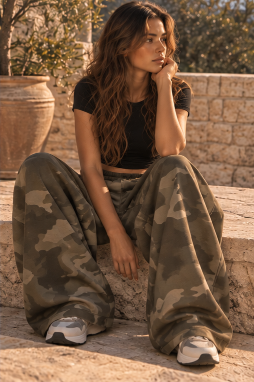 Noa Camo Wide-Leg Joggers