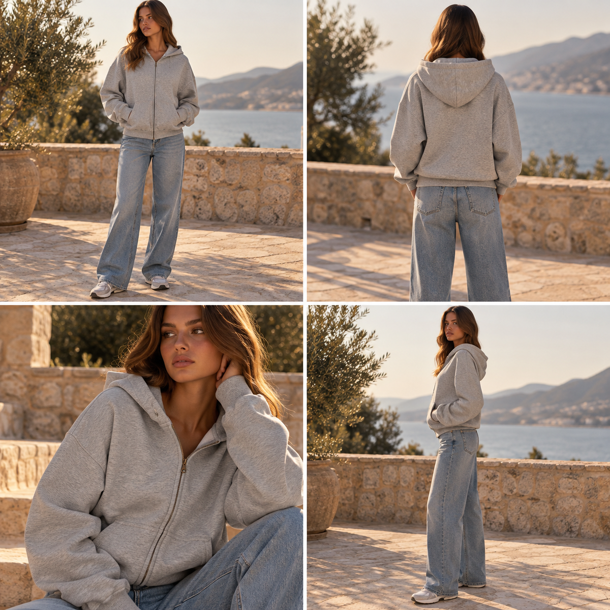 Aveline Grey Zip Hoodie
