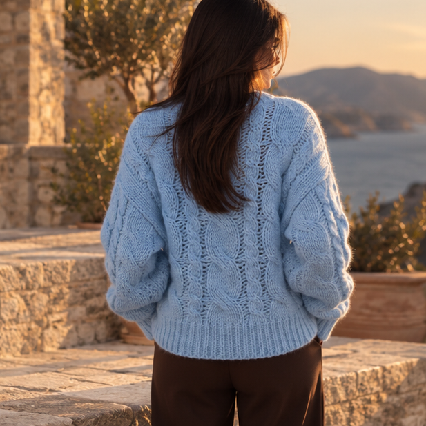 Solenne Sky Cable Knit