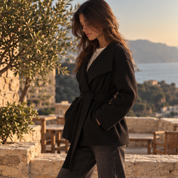 Noirelle Belted Coat