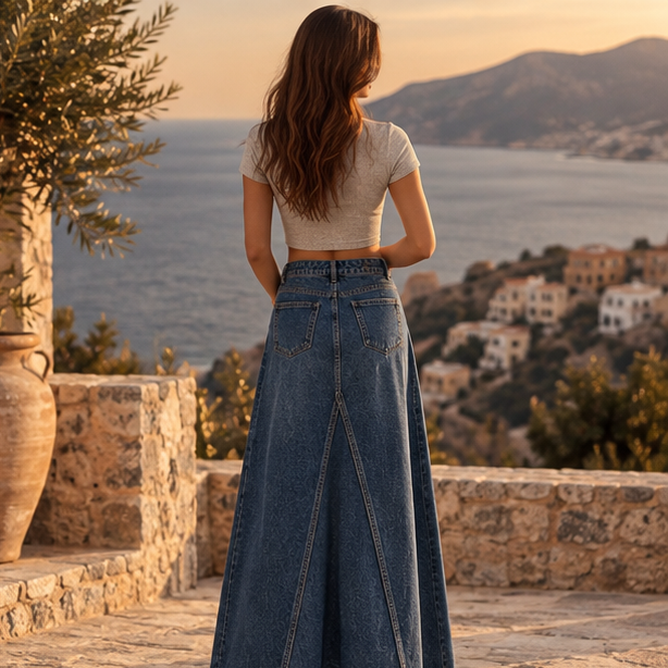 Solenne Denim Maxi Skirt