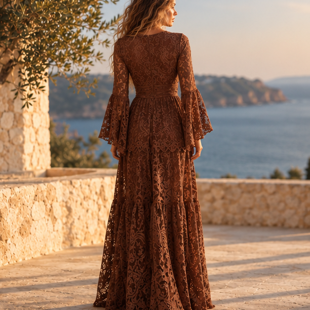 Seraphina Chocolate Lace Maxi Dress