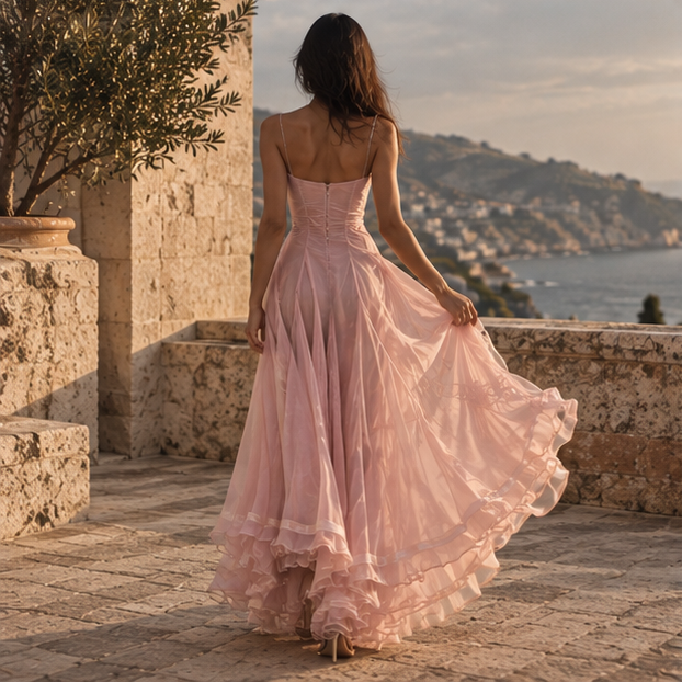 Éloria Rose Chiffon Maxi Dress