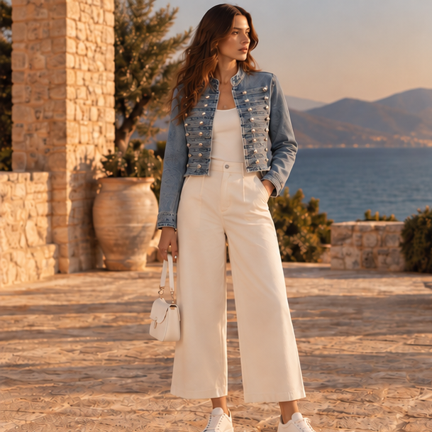 Elviane Military Denim Jacket