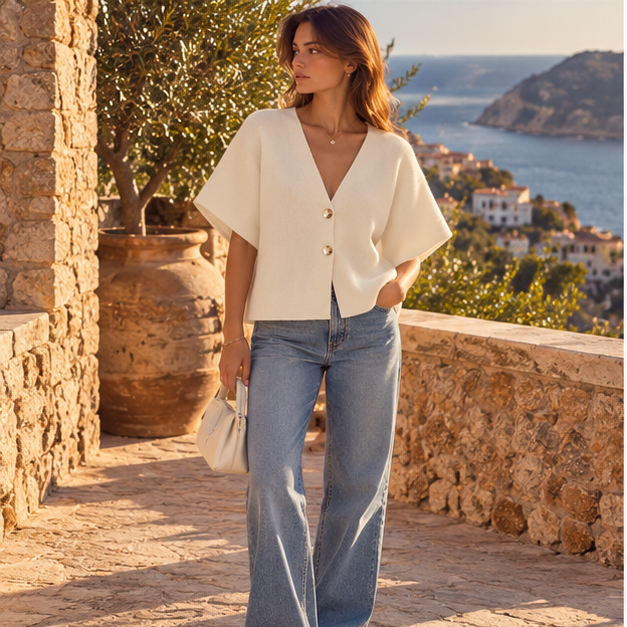Céliane Button Knit Top