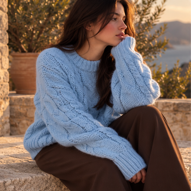 Solenne Sky Cable Knit