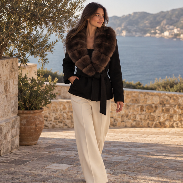 Varelle Fur Collar Coat